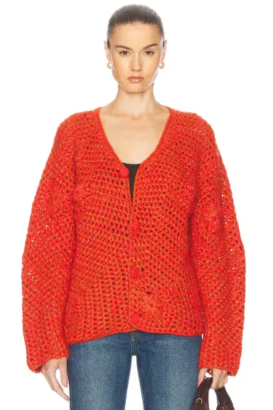 The Elder Statesman Crochet Boxy Cardigan | Thumbnail 1 The Elder Statesman Crochet Boxy Cardigan | Thumbnail 1