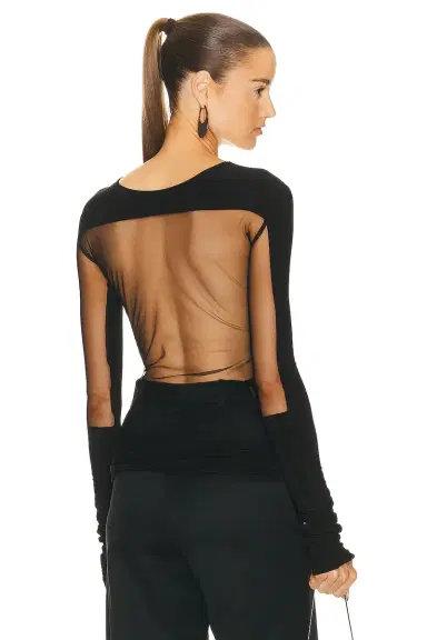 Grace Ling Square Sheer Cut Out Top | Thumbnail 1 Grace Ling Square Sheer Cut Out Top | Thumbnail 1