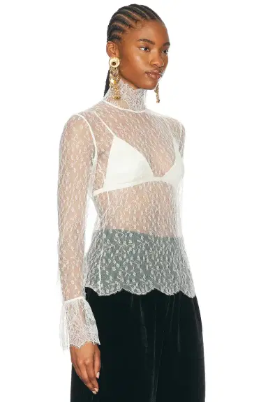Chloé High Neck Long Sleeve Lace Blouse | Thumbnail 2 Chloé High Neck Long Sleeve Lace Blouse | Thumbnail 2