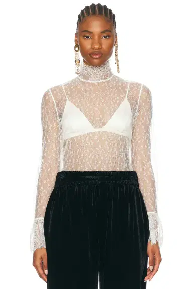 Chloé High Neck Long Sleeve Lace Blouse | Thumbnail 1 Chloé High Neck Long Sleeve Lace Blouse | Thumbnail 1