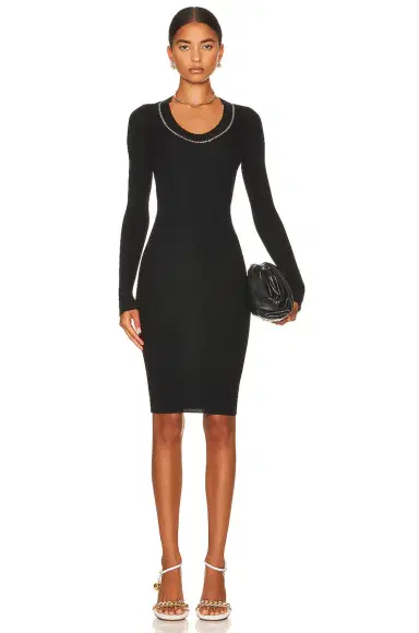Bottega Veneta Long Sleeve Lightweight Rib Dress | Thumbnail 1 Bottega Veneta Long Sleeve Lightweight Rib Dress | Thumbnail 1