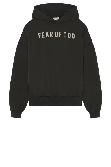 Fear of God French Terry Overlapped Grey Print Logo Hoodie | Thumbnail 1 Fear of God French Terry Overlapped Grey Print Logo Hoodie | Thumbnail 1
