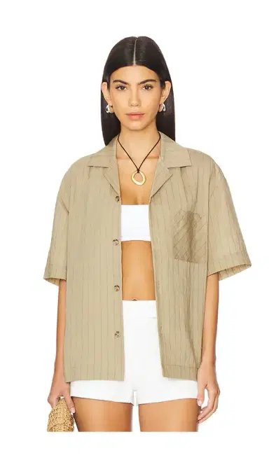 WAO Vertical Stripe Short Sleeve Shirt | Thumbnail 1 WAO Vertical Stripe Short Sleeve Shirt | Thumbnail 1
