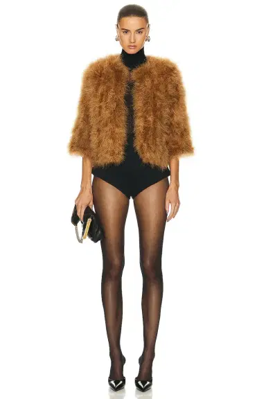 Yves Salomon Feather Cropped Jacket | Thumbnail 5 Yves Salomon Feather Cropped Jacket | Thumbnail 5