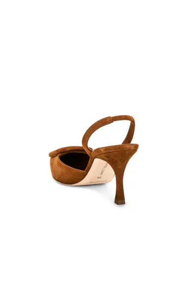Manolo Blahnik Maysli 70 Suede Slingback Pump In Medium | Thumbnail 3 Manolo Blahnik Maysli 70 Suede Slingback Pump In Medium | Thumbnail 3
