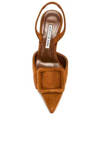 Manolo Blahnik Maysli 70 Suede Slingback Pump In Medium | Thumbnail 4 Manolo Blahnik Maysli 70 Suede Slingback Pump In Medium | Thumbnail 4