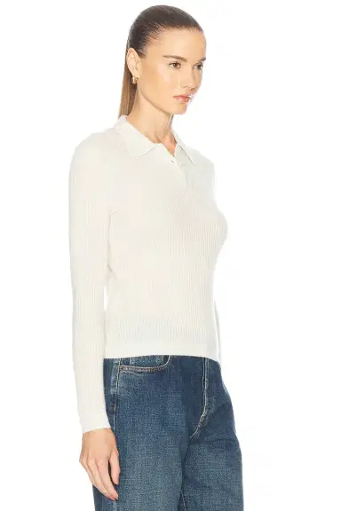Guest In Residence Long Sleeve Cashmere Shrunken Polo Top | Thumbnail 2 Guest In Residence Long Sleeve Cashmere Shrunken Polo Top | Thumbnail 2
