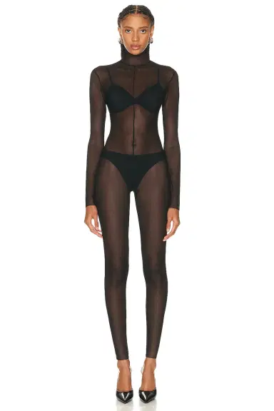 Norma Kamali Long Sleeve Slim Fit Turtleneck Catsuit | Thumbnail 1 Norma Kamali Long Sleeve Slim Fit Turtleneck Catsuit | Thumbnail 1