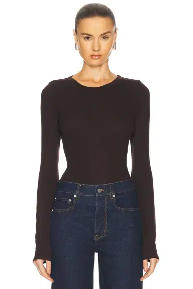 Enza Costa Silk Knit Long Sleeve Crewneck Top | Thumbnail 1 Enza Costa Silk Knit Long Sleeve Crewneck Top | Thumbnail 1
