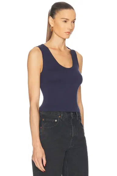 ENZA COSTA Supima Rib Baby Cropped Fitted U Tank Top | Thumbnail 2 ENZA COSTA Supima Rib Baby Cropped Fitted U Tank Top | Thumbnail 2