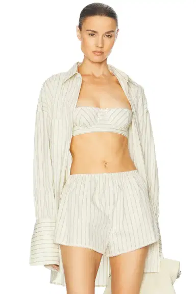 Helsa Pinstripe Poplin Bra | Thumbnail 3 Helsa Pinstripe Poplin Bra | Thumbnail 3