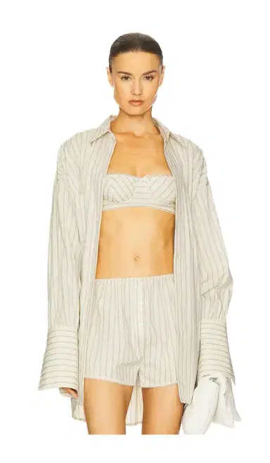 Helsa Pinstripe Poplin Bra | Thumbnail 1 Helsa Pinstripe Poplin Bra | Thumbnail 1