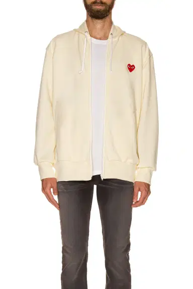 Comme des Garçons PLAY Zip Poly Hoodie with Red Emblem | Thumbnail 3 Comme des Garçons PLAY Zip Poly Hoodie with Red Emblem | Thumbnail 3