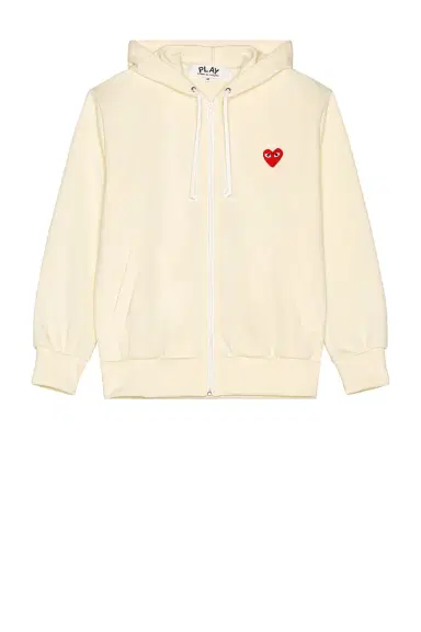 Comme des Garçons PLAY Zip Poly Hoodie with Red Emblem | Thumbnail 1 Comme des Garçons PLAY Zip Poly Hoodie with Red Emblem | Thumbnail 1