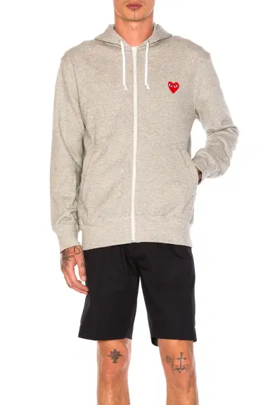 Comme des Garçons PLAY Red Emblem Zip Cotton Hoodie | Thumbnail 2 Comme des Garçons PLAY Red Emblem Zip Cotton Hoodie | Thumbnail 2
