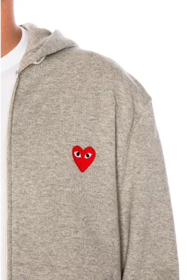 Comme des Garçons PLAY Red Emblem Zip Cotton Hoodie | Thumbnail 6 Comme des Garçons PLAY Red Emblem Zip Cotton Hoodie | Thumbnail 6