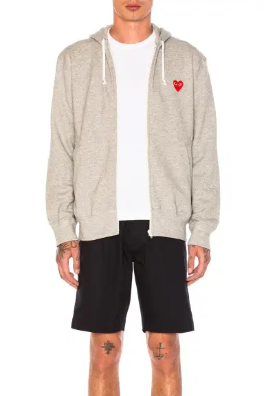 Comme des Garçons PLAY Red Emblem Zip Cotton Hoodie | Thumbnail 1 Comme des Garçons PLAY Red Emblem Zip Cotton Hoodie | Thumbnail 1