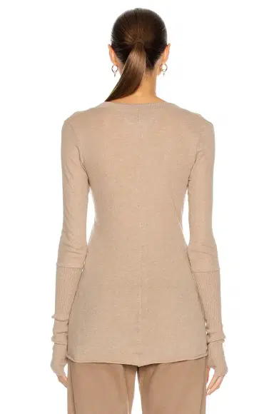 Enza Costa Cashmere Long Sleeve Cuffed Henley Top | Thumbnail 3 Enza Costa Cashmere Long Sleeve Cuffed Henley Top | Thumbnail 3