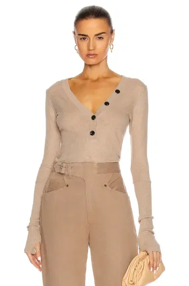 Enza Costa Cashmere Long Sleeve Cuffed Henley Top | Thumbnail 1 Enza Costa Cashmere Long Sleeve Cuffed Henley Top | Thumbnail 1