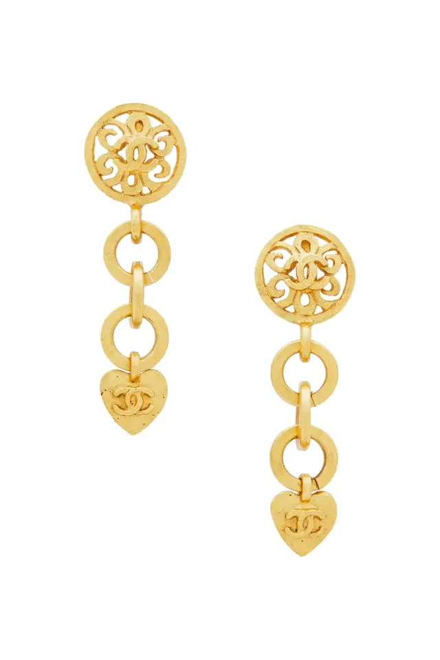 Chanel 1995 CC Heart Clip-On Earrings Chanel 1995 CC Heart Clip-On Earrings