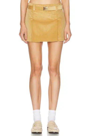 Miu Miu Ribbed Velvet Mini Skirt | Thumbnail 1 Miu Miu Ribbed Velvet Mini Skirt | Thumbnail 1