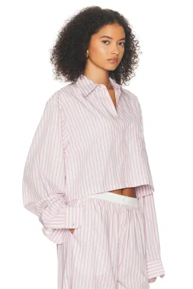 Helsa Wide Stripe Poplin Cropped Shirt | Thumbnail 2 Helsa Wide Stripe Poplin Cropped Shirt | Thumbnail 2