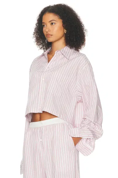 Helsa Wide Stripe Poplin Cropped Shirt | Thumbnail 3 Helsa Wide Stripe Poplin Cropped Shirt | Thumbnail 3