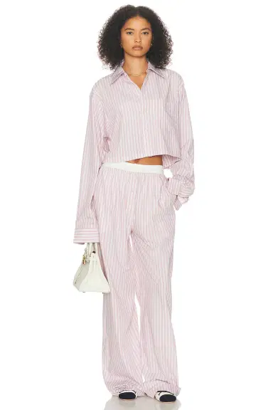 Helsa Wide Stripe Poplin Cropped Shirt | Thumbnail 5 Helsa Wide Stripe Poplin Cropped Shirt | Thumbnail 5