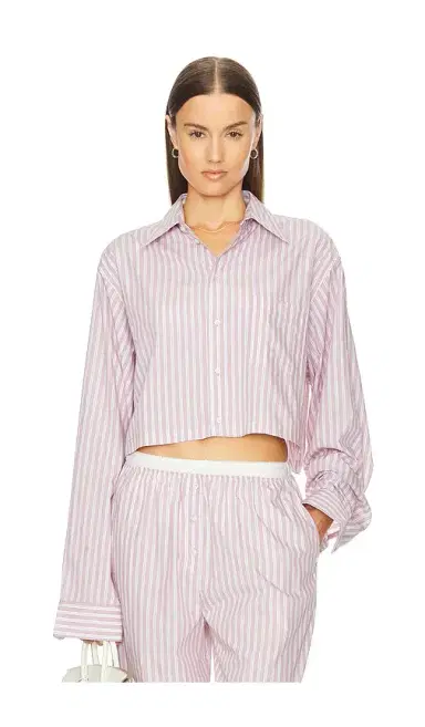 Helsa Wide Stripe Poplin Cropped Shirt | Thumbnail 7 Helsa Wide Stripe Poplin Cropped Shirt | Thumbnail 7