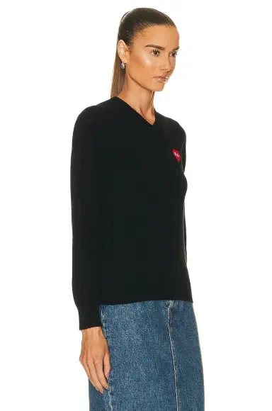 Comme des Garçons PLAY Invader V-Neck Pullover Sweater | Thumbnail 2 Comme des Garçons PLAY Invader V-Neck Pullover Sweater | Thumbnail 2