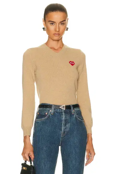 Comme des Garçons PLAY Invader V-Neck Pullover Sweater | Thumbnail 1 Comme des Garçons PLAY Invader V-Neck Pullover Sweater | Thumbnail 1
