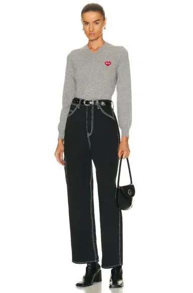 Comme des Garçons PLAY Invader V-Neck Pullover Sweater | Thumbnail 4 Comme des Garçons PLAY Invader V-Neck Pullover Sweater | Thumbnail 4