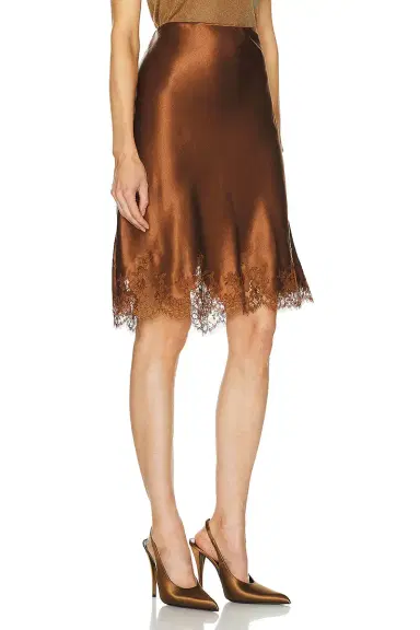 Saint Laurent Satin Lace Skirt | Thumbnail 2 Saint Laurent Satin Lace Skirt | Thumbnail 2