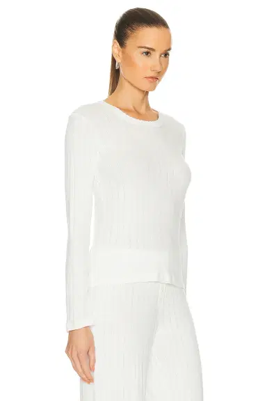 LESET Pointelle Slim Fit Long Sleeve Top | Thumbnail 2 LESET Pointelle Slim Fit Long Sleeve Top | Thumbnail 2