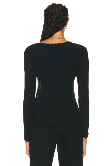 LESET Pointelle Slim Fit Long Sleeve Top | Thumbnail 3 LESET Pointelle Slim Fit Long Sleeve Top | Thumbnail 3