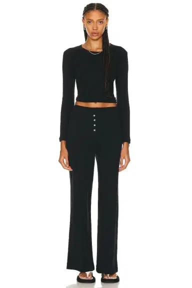 LESET Pointelle Slim Fit Long Sleeve Top | Thumbnail 4 LESET Pointelle Slim Fit Long Sleeve Top | Thumbnail 4