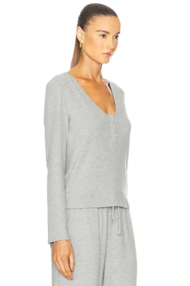 LESET Lauren V Neck Henley Top | Thumbnail 2 LESET Lauren V Neck Henley Top | Thumbnail 2