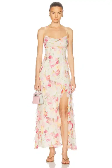 NICHOLAS Kamila Ruffle Cowl Gown | Thumbnail 1 NICHOLAS Kamila Ruffle Cowl Gown | Thumbnail 1