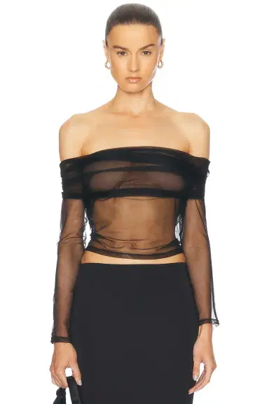 Kiki de Montparnasse Tulle Off Shoulder Top | Thumbnail 1 Kiki de Montparnasse Tulle Off Shoulder Top | Thumbnail 1