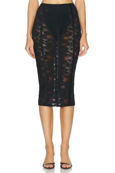 Fleur du Mal Le Stretch Lace Pencil Skirt | Thumbnail 1 Fleur du Mal Le Stretch Lace Pencil Skirt | Thumbnail 1