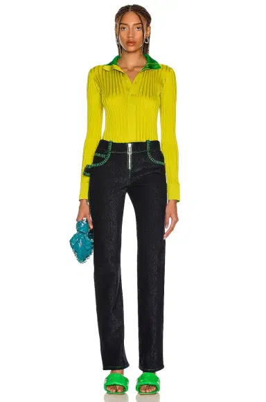 Bottega Veneta Embroidered Cotton Denim Parakeet Trouser | Thumbnail 4 Bottega Veneta Embroidered Cotton Denim Parakeet Trouser | Thumbnail 4