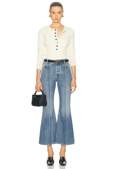 Bottega Veneta Cropped Kick Flare Leg Jeans | Thumbnail 5 Bottega Veneta Cropped Kick Flare Leg Jeans | Thumbnail 5
