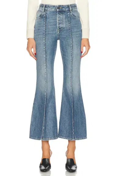 Bottega Veneta Cropped Kick Flare Leg Jeans | Thumbnail 1 Bottega Veneta Cropped Kick Flare Leg Jeans | Thumbnail 1