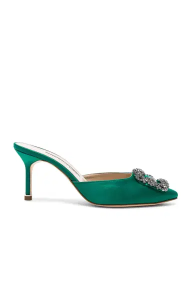 Manolo Blahnik Satin Hangisi 70 Mules | Thumbnail 1 Manolo Blahnik Satin Hangisi 70 Mules | Thumbnail 1