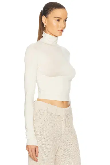ÉTERNE Cropped Fitted Turtleneck Soft JerseyTop | Thumbnail 2 ÉTERNE Cropped Fitted Turtleneck Soft JerseyTop | Thumbnail 2