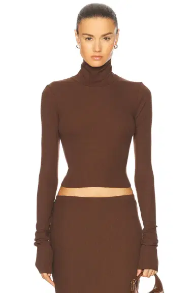 ÉTERNE Cropped Fitted Turtleneck Top | Thumbnail 1 ÉTERNE Cropped Fitted Turtleneck Top | Thumbnail 1