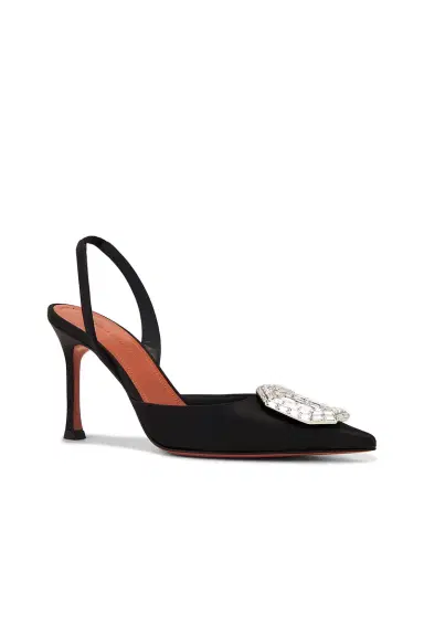 Amina Muaddi Camelia Satin 90 Sling Heel In | Thumbnail 2 Amina Muaddi Camelia Satin 90 Sling Heel In | Thumbnail 2