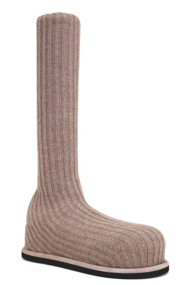 Amina Muaddi Veneda Stretch Fuzzy Knit Boot In | Thumbnail 2 Amina Muaddi Veneda Stretch Fuzzy Knit Boot In | Thumbnail 2