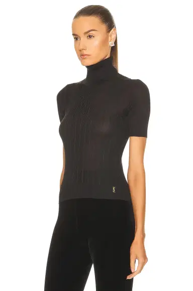 Saint Laurent Short Sleeve Turtleneck Sweater | Thumbnail 3 Saint Laurent Short Sleeve Turtleneck Sweater | Thumbnail 3