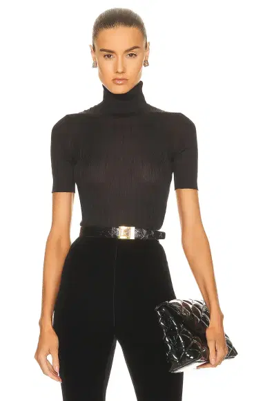 Saint Laurent Short Sleeve Turtleneck Sweater | Thumbnail 1 Saint Laurent Short Sleeve Turtleneck Sweater | Thumbnail 1